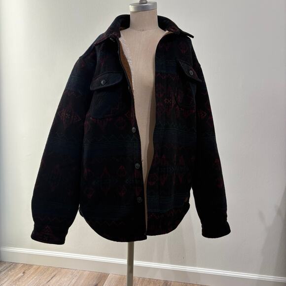 Jachs New York Men's Sherpa Line Wool Warm Multi-Color Black Jacket Large - Picture 2 of 7